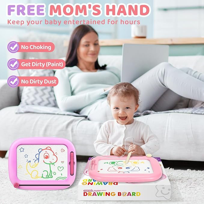 Toddler Toys for 1-3 Year Old Girls, 2 Pack Magnetic Drawing Board, Learning & Educational Magna Doodle Pad for Toddler, Christmas Birthday Gift for 1 2 3 Year Old Baby Kids