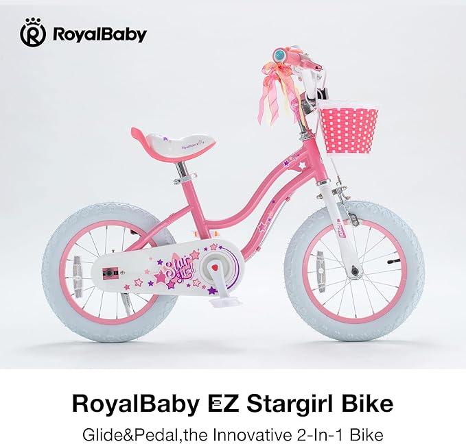 RoyalBaby Girls Bike Classic & EZ Kids Bike, Balance and Pedal Bicycle, 12 14 16 18 20 Inch Toddlers to Big Kids 3-10 Years