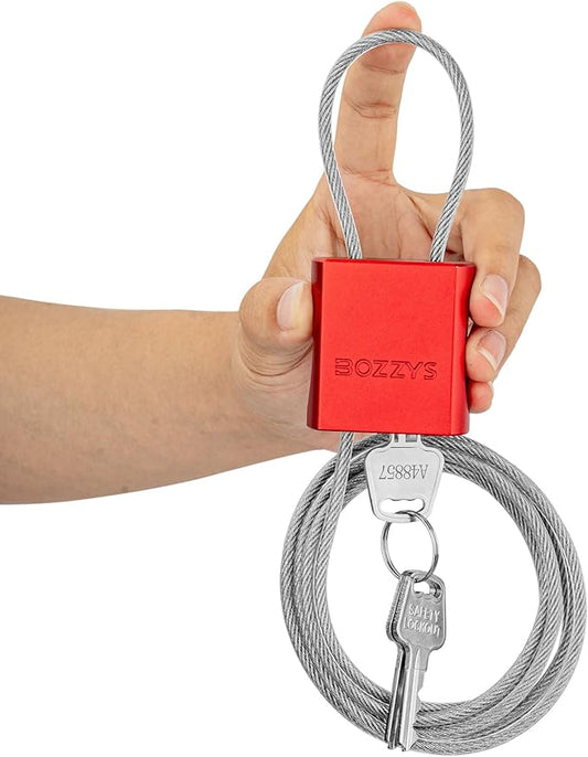 Adjustable Cable Locks with 3 Keys | L 6.56ft x D 1/6in Aluminum Steel Cable Padlock for Bikes, Gate, Lockers & Outdoor Gear | Keyed Different & Red