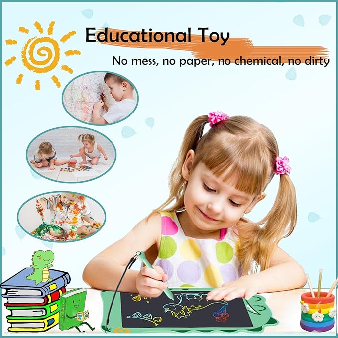 LCD Doodle Board Dinosaur Writing Tablet for Kids Toys, 8.5 Inch Colorful Todder Drawing Pad for Educational Learning Gift in Christmas Birthday Suitable for 3 4 5-8 Years Old Boys Girls (Green)