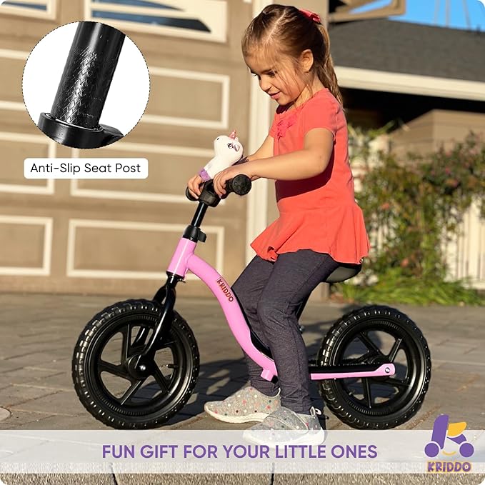 KRIDDO Toddler Balance Bike 2 Year Old, Age 24 Months to 5 Years Old, Early Learning Interactive Push Bicycle with Steady Balancing, Gift Bike for 2-5 Boys Girls, Purple