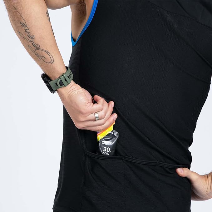 Zoot Men’s Core Tri Tank, Performance Triathlon Race Tank Top, UPF 50+ Fabric, Rear Pockets, Mesh Panels, & Cam Lock Zipper