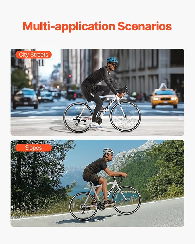 VEVOR Road Bike, 700C Wheels Racing Bike, Shimano Drivetrain City Commuter Road Bicycle, Urban Adult Sport Bicycle with Drop Bar, for Men and Women