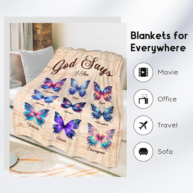 Butterfly Blanket Gifts - Soft Fleece Fuzzy Throw for Women & Girls, Kids - Inspirational Gifts, 50"x60"
