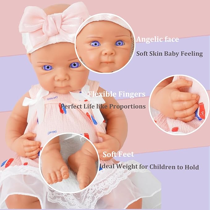 19.69 in Full Silicone Reborn Baby Dolls, 1:1 Lifelike Newborn Dolls Non Vinyl Realistic Reborn Toddler Dolls Boy Washable Sleeping Doll