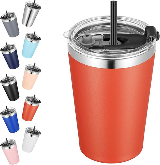 VEGOND 12oz Tumbler Stainless Steel Tumbler bulk Vacuum Insulated Double Wall Travel Tumbler with Lid and Straw Reusable Tumbler, Brick Red 1 Pack