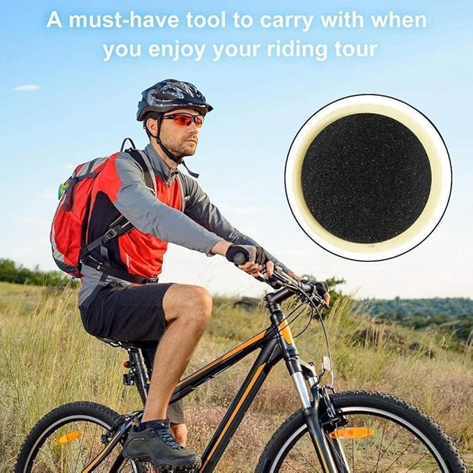 24Pcs Black Bike Tire Patch Kit,Glueless Bike Repair Patch, Round Bike Tube Patches,Bike Inner Tube Repair Kit,Bike Patch Kit for Road and Mountain Bikes Tire Repair Kits