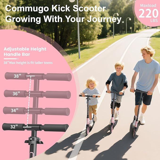 Kick Scooter for Kids 5-12, Teens, Foldable Lightweight Adult Scooter with 8 Inch Wheels, Max Load 240 LBS, Gift for Childs
