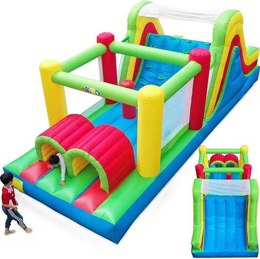 YARD Bounce House for Big Kids 5-12, 21.3'x9.2'x7.9' Inflatable Obstacle Course Bouncy Castle with Large Slide for Ages 3-6,8-12, Jump House with 750w Blower for Outdoor Party