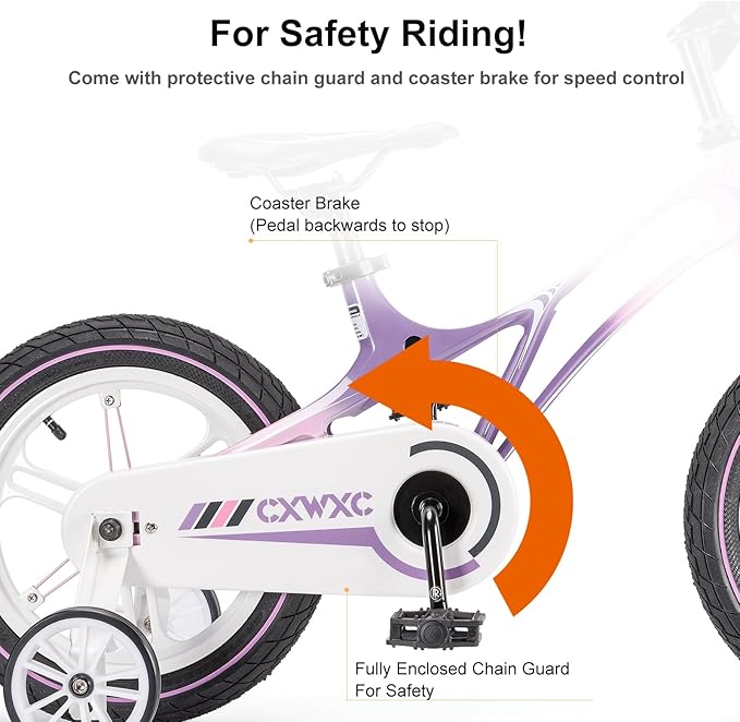 CXWXC Kids Bike - 14 16 18 Inch Children Bicycle for Boys Girls Age 3-9 Years, Single Speed Lightweight Kids Bikes with Training Wheel, Coaster/Disc Brake