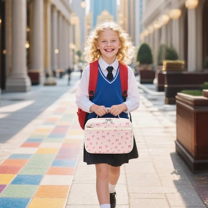 Bluboon Kids Girls Lunch Bag Insulated Lunch Box for school Corduroy Lunch Cooler Organizer School Kids Lunch Tote