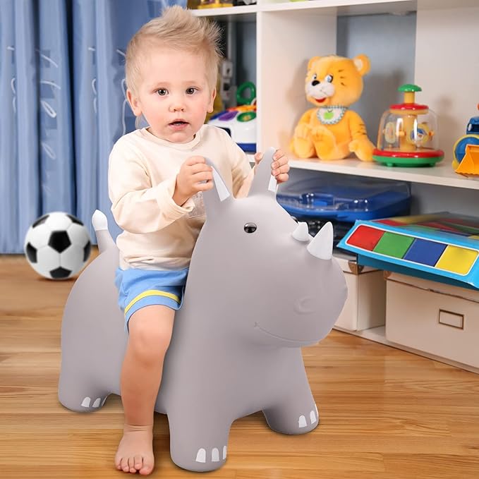 PlayZap Bouncy Horse Hopper, Bouncy Animals Hopper for Toddlers, Inflatable Jumping Ride on Bouncer, Kids Hopping Toys for 18M 2 3 Years Old Kids Boys Girls Gifts