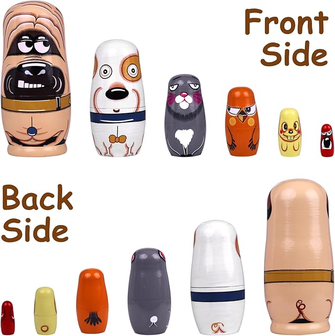 Nesting Dolls, Animal Nesting Easter Eggs Toys, Wooden Matryoshka Dolls for Kids (Cute Dog)