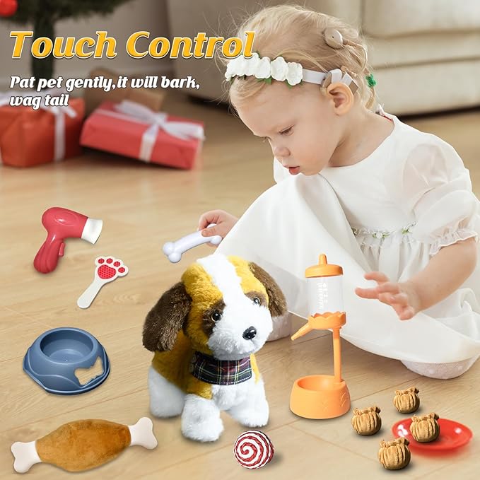 Puppy Toys for Kids, Toy Dogs That Walk and Bark, Walking Dog Toy for Kids with Leash, Interactive Stuffed Puppy with Remote Control, for Girls and Boys Aged 3-7 Year Old