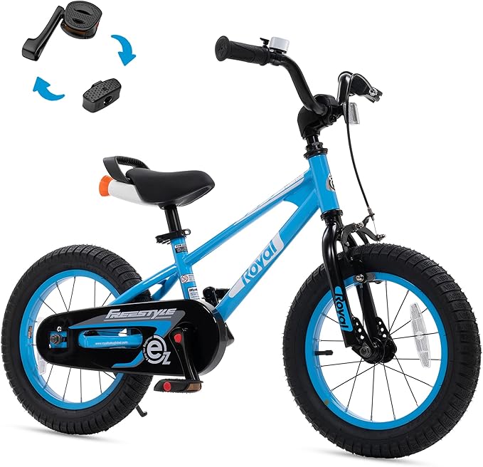 RoyalBaby Kids Bike Freestyle Classic & EZ Balance Pedal Switchable Bicycle, 12 14 16 18 Inch, 3-10 Years Toddler to Big Kids
