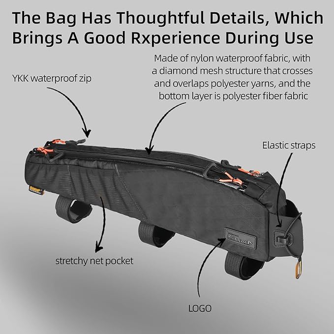 Bike Top Tube Bag Bicycle Front Frame Bag Waterproof Bike Bag 2.1L with Dual Side Mesh Pockets for MTB Road Bike Cycling Commuting and Outdoor Adventures
