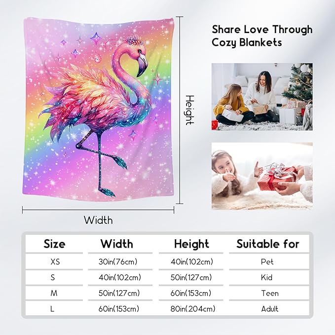 Blanket for Kids, Flamingo Blankets for Girls Toddler, 40"x50" Cute Cozy Fleece Throws Gifts for Daughter