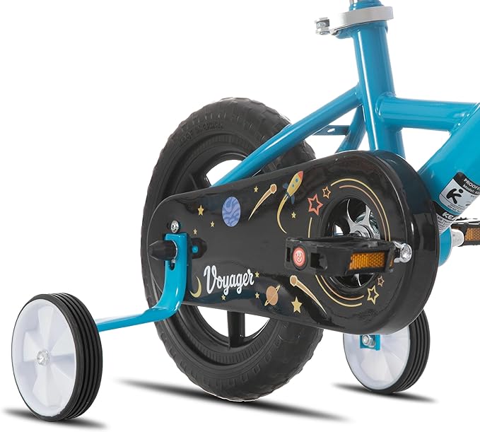 KEANO Voyager 10 12 Inch Kids Bike for Boys and Girls Ages 1-4 Years, Toddler Bike with Training Wheels & Basket, Detachable Parent Push Handle, Children Bicycle