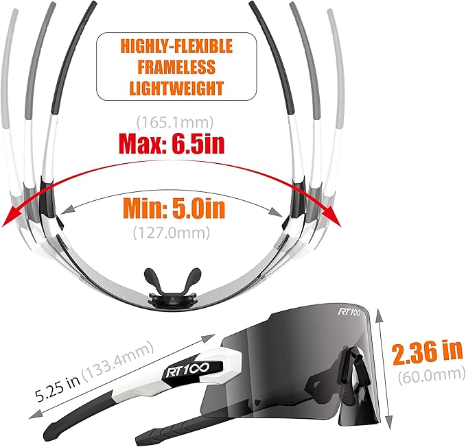 RIDE YOUR WAY Professional wrap around Frameless Cycling Sunglasses for Men and Women