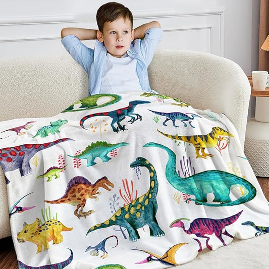 Wajade Dinosaur Blanket for Boys, Soft Fleece Kids Blanket for Couch Sofa Bedroom, Toddler Cute Dinosaur Throw Blanket Gifts for Birthday Christmars Easter Halloween, 50"x60"