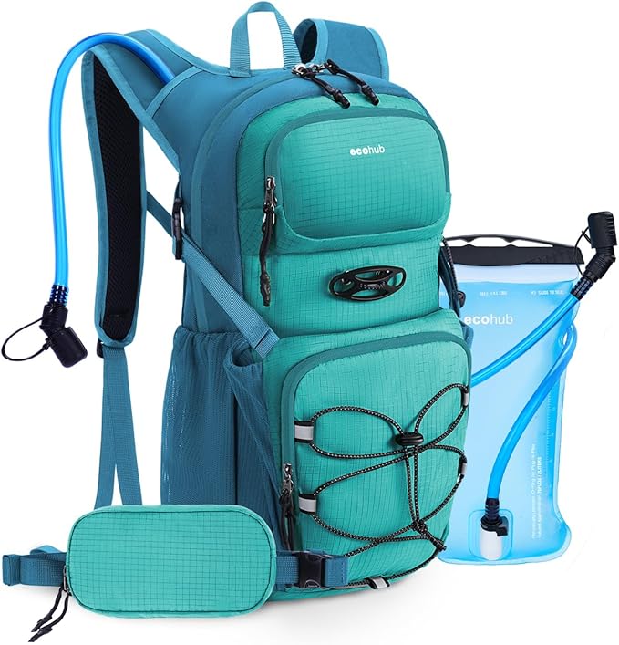ECOHUB Hydration Backpack for Men Women, 20L Lightweight Hiking Daypack Cycling Backpack with 2L Water Bladder, Insulated Hydration Pack with Waist Pack