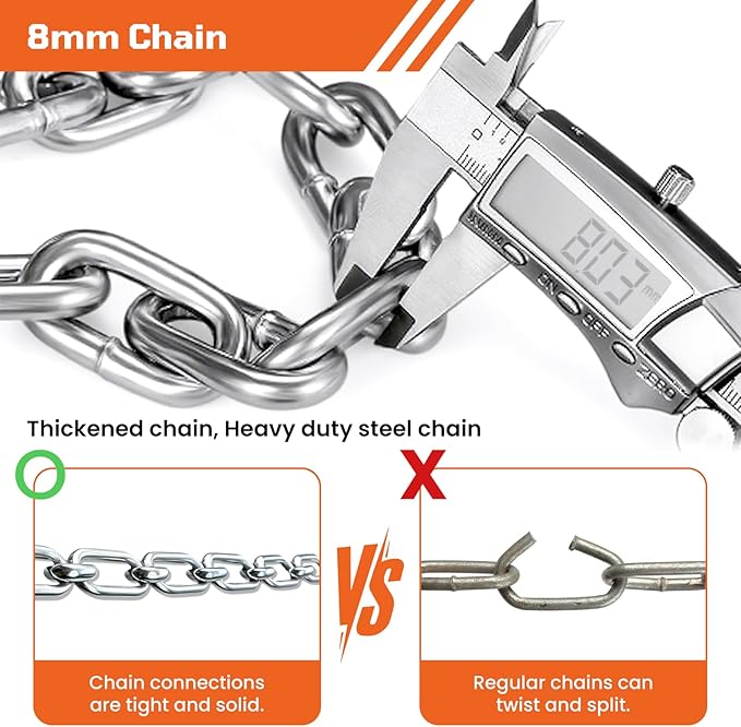 Bike Chain Lock, 3.3 FT Long 5/16"(8mm) Thick Anti-Theft Bicycle Locks, Heavy Duty Bike Lock with 2 Keys, Waterproof Lock for Bike, Motorcycle, Gate