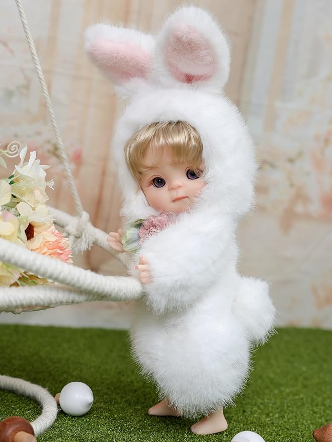 Reborn Baby Doll 10 Inch – Realistic Full Vinyl Bunny Girl with Blonde Hair & Purple Eyes – Soft Collectible Toy Gift for Girls