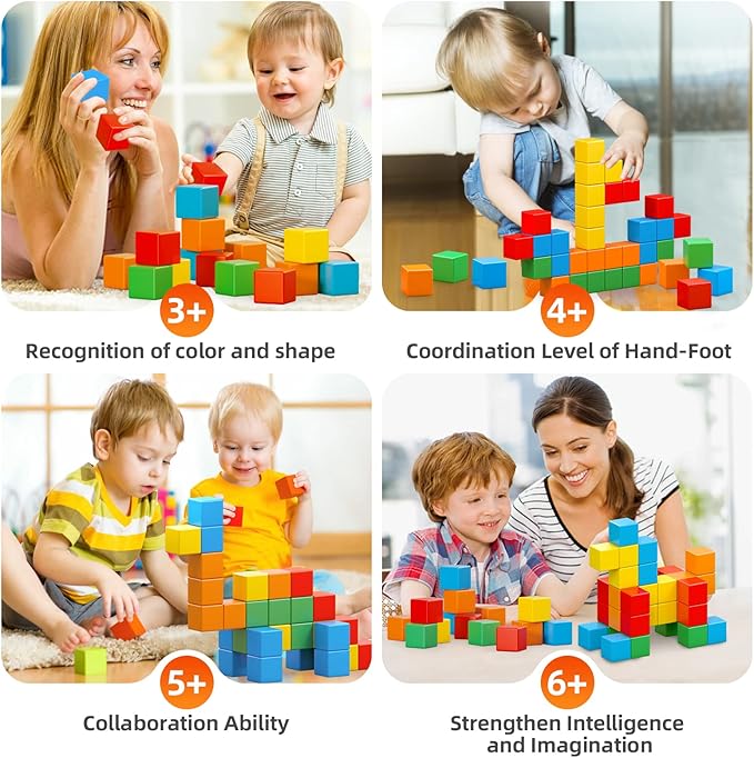Magnetic Blocks, 1.41 inch Large Magnetic Building Blocks for Toddlers 3 4 5 6 7 8 Years Old Boys Girls Magnet Cubes for Kids 1-3 Montessori Toys STEM Preschool Educational Building Cube 30 Pcs