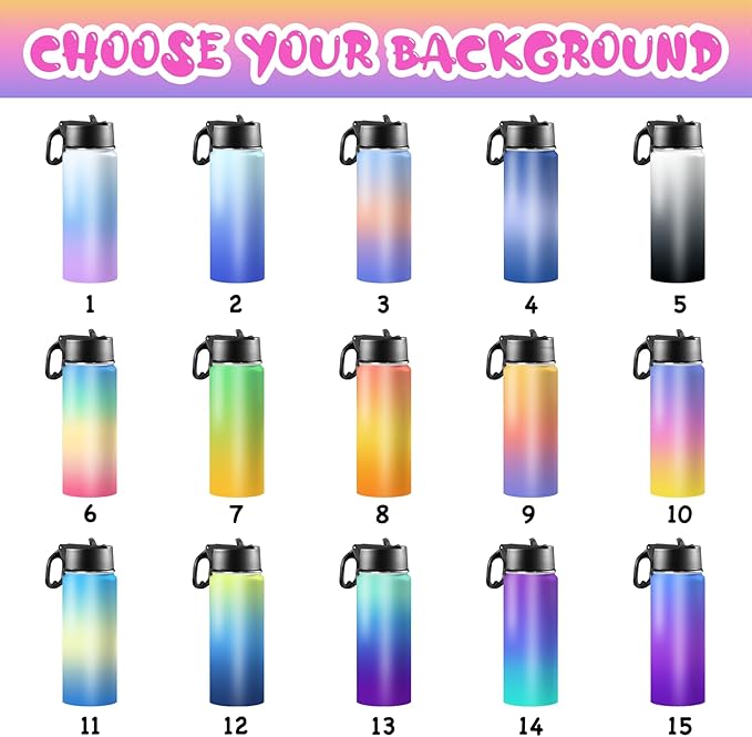 Personalized Water Bottles for Kids with Name for School Customized Christmas Birthday Gifts for Boys Girls Custom Sport Stainless Steel Cup with Straw Lid 18oz for Men Women