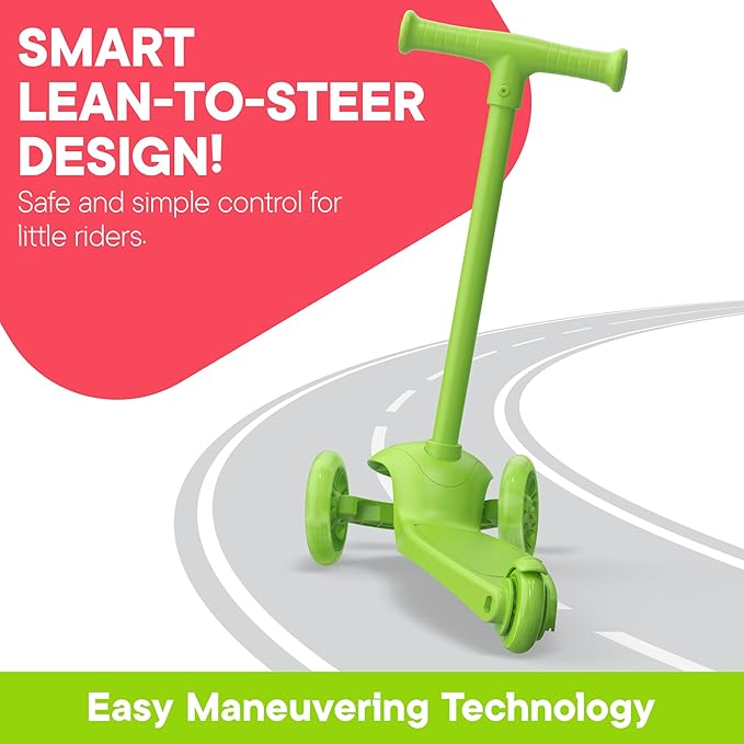 3 Wheel Scooter for Kids, Smooth Light Up LED Front Wheels, Wide Anti Slip Deck, Rear Foot Brake, Easy Lean to Steer Maneuvering, Indoor & Outdoor Ride On Toys for Ages 2 Up