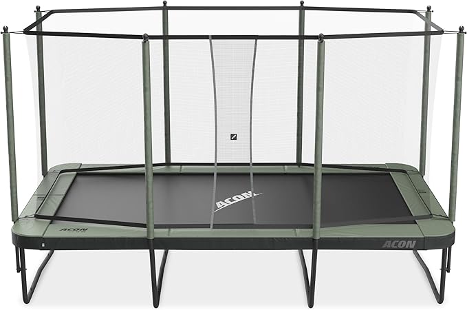 ACON Air 16 Sport HD Trampoline Set 10x17ft with Enclosure | Comprehensive Kit Includes Rectangular Trampoline, Safety Net, Pad, and Ladder | Pro-Grade Safety and Performance