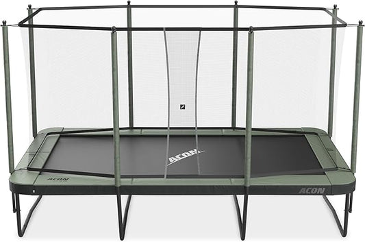 ACON Air 16 Sport HD Trampoline Set 10x17ft with Enclosure | Comprehensive Kit Includes Rectangular Trampoline, Safety Net, Pad, and Ladder | Pro-Grade Safety and Performance