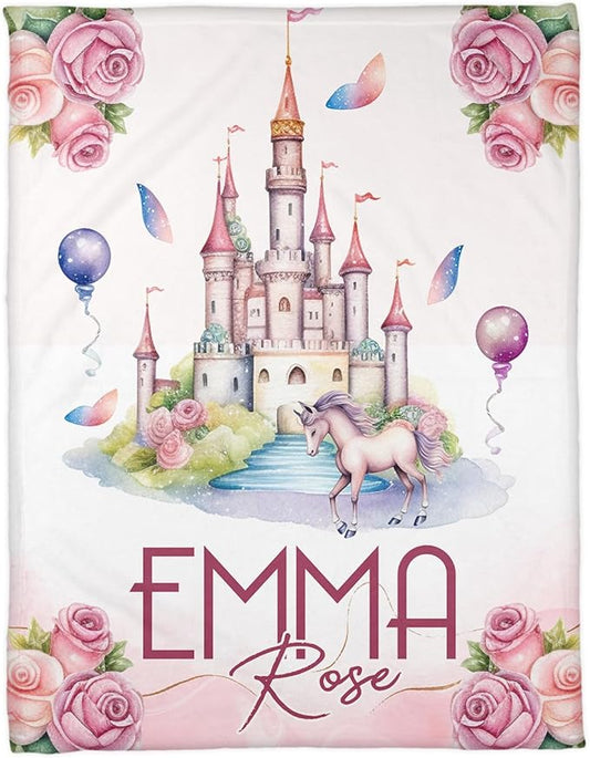 Zocoshi Personalized Baby Blankets Princess Nursery Blanket for Girls, Personalized Baby Gifts with Name, Customized Baby Blanket, Newborn Boy Gift, Soft Fleece (Princess Nursery Blanket)