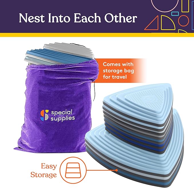 Special Supplies 10 Stepping Stones for Kids Indoor and Outdoor Balance Blocks Promote Coordination, Balance Strength Child Safe Rubber, Non-Slip Edging