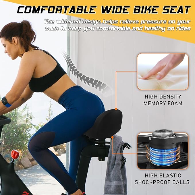 BUCKLOS New Noseless Bike Seat for Comfort Men&Women Extra Wide Bicycle Seat Cushion Oversized Comfortabele Foam Padded Bike Saddle for Peloton Exercise Bike Ebike Cruiser Bikes