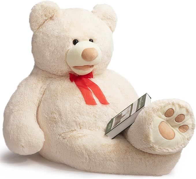 HollyHOME 5ft Giant Teddy Bear Stuffed Animal Huge Teddy Bear Plush with Big Footprints Valentines Gift 5 Feet Beige