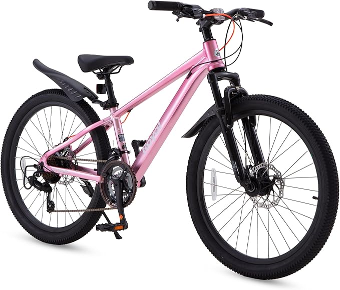 RoyalBaby Kids Mountain Bike for Boys and Girls, Ultra-Light Aluminum 20-24 Inch Wheel Bicycle for 6-14 Years Old Children, 7/21-Speeds Drivetrain