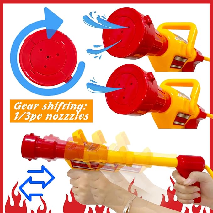 Firefighter Backpack Water Gun Blaster Set for Kids,Fireman Tank with Hose Shooter Toy,Mini Fire Extinguisher Squirter for Halloween Costume,Outdoor Play,Swimming Pool,Beach,Party