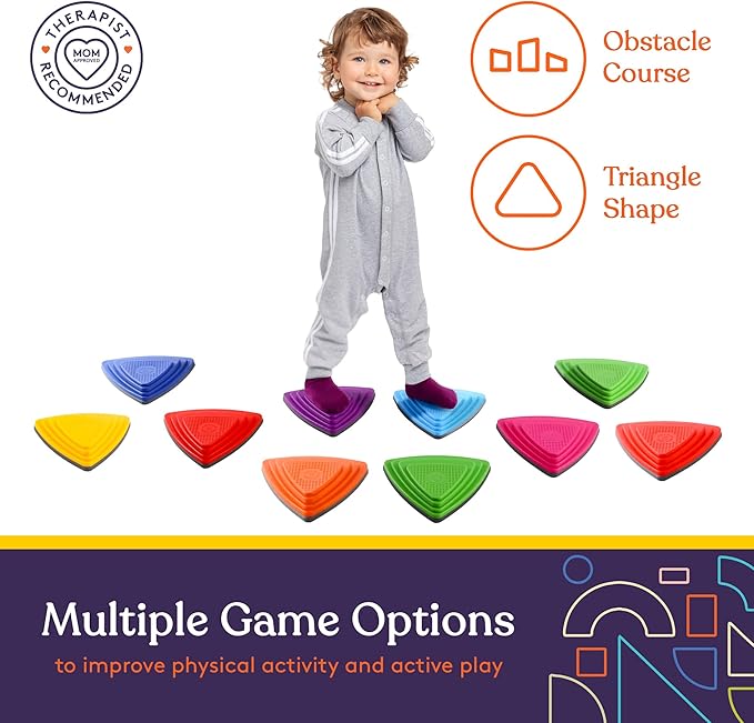Special Supplies 10 Stepping Stones for Kids Indoor and Outdoor Balance Blocks Promote Coordination, Balance Strength Child Safe Rubber, Non-Slip Edging
