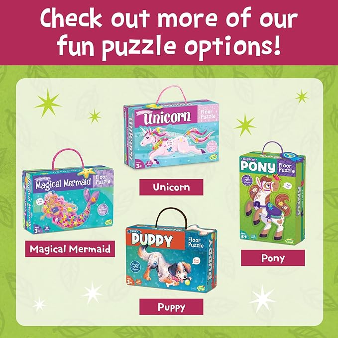 Peaceable Kingdom Shimmer & Glitter Fairy Floor Puzzle – 50pc Giant Floor Puzzle for Kids Ages 5 & up – Fun-Shaped Puzzle Pieces – Great for classrooms