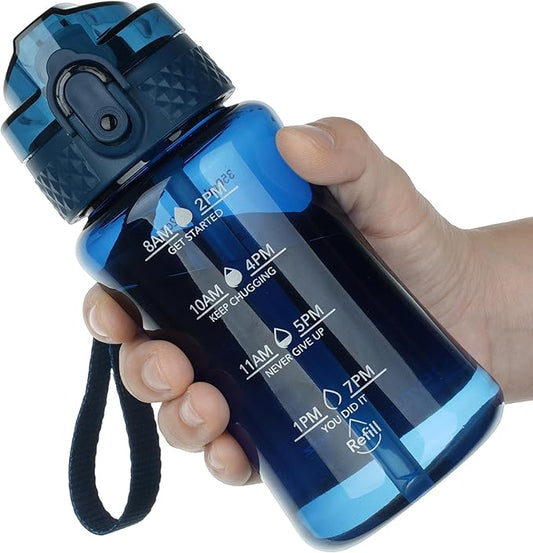 OLDLEY 12oz Kids Water Bottle for School - Motivational With Silicone Straw, Leak-Proof Tritan BPA-Free, Reusable for Girls Boys, Cherry Blossom