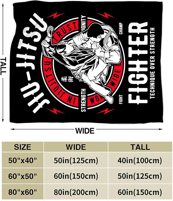 Jiu Jitsu Blanket Fleece Soft Warm Plush Jiu Jitsu Throw Blankets Lightweight Plush Fuzzy Cozy Blanket Gifts for Men Women Adults Suitable for Couch Sofa Bed 60"X50"