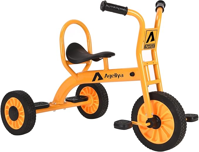 Kids Tricycle for Preschool Ages 3+, Ideal Outdoor Playground & Daycare Yard Trike, Durable Metal Pedal Trike, Sturdy Carbon Steel Frame, Solid Rubber Wheels, for Boys and Girls