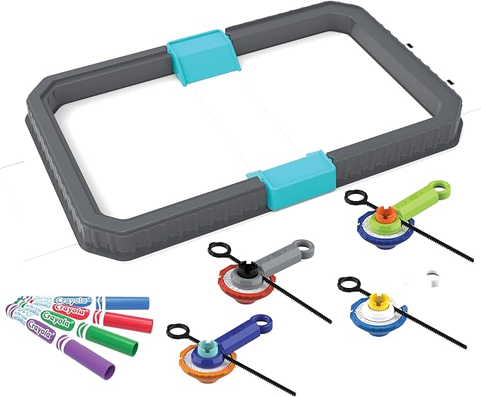 Crayola Colourwhirls Battle Arena Set, DIY Gyro Spin Art Toy, 4 Battling Spinning Tops for Kids, Recess Toys & Games, Gift for Kids, Ages 6+
