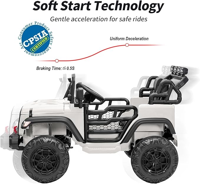 2 Seater Ride on Car Toy, 24V 4WD Electric Car for Kids 4-8 with Remote Control, 4x200W Motors, Capacity 110 lb - White