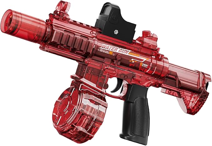 Electric Water Guns for Kids Adults, Transparent Automatic Squirt Guns, Summer Outdoor Beach Swimming Pool Party Toys (Red)