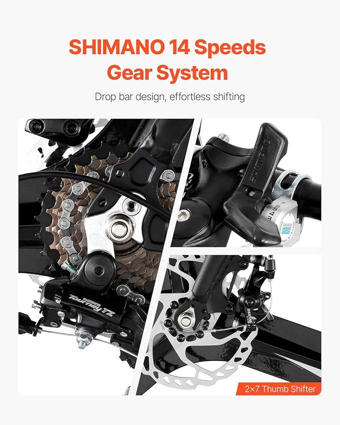 VEVOR Road Bike, 700C Wheels Racing Bike, Shimano Drivetrain City Commuter Road Bicycle, Urban Adult Sport Bicycle with Drop Bar, for Men and Women