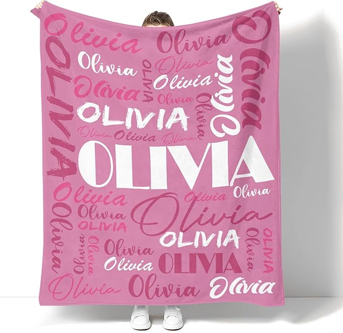 Dr.TOUGH Personalized Name Blanket Personalized Blanket for Adult Kids Flannel Customized Personalized Blankets and Throws