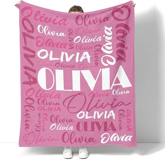 Dr.TOUGH Personalized Name Blanket Personalized Blanket for Adult Kids Flannel Customized Personalized Blankets and Throws