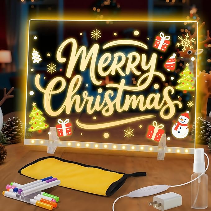 Lumiboard LED Drawing Board, LED Note Board, Acrylic Dry Erase Glowboard with 4 Modes & 7 Colors Light, Include Adapter, Led Doodle Board for Kids, Halloween or Christmas Decorations (Small)